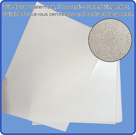 A4 120g/m² Security Paper With Flower Watermark for Certificate Documents (50Sheets)