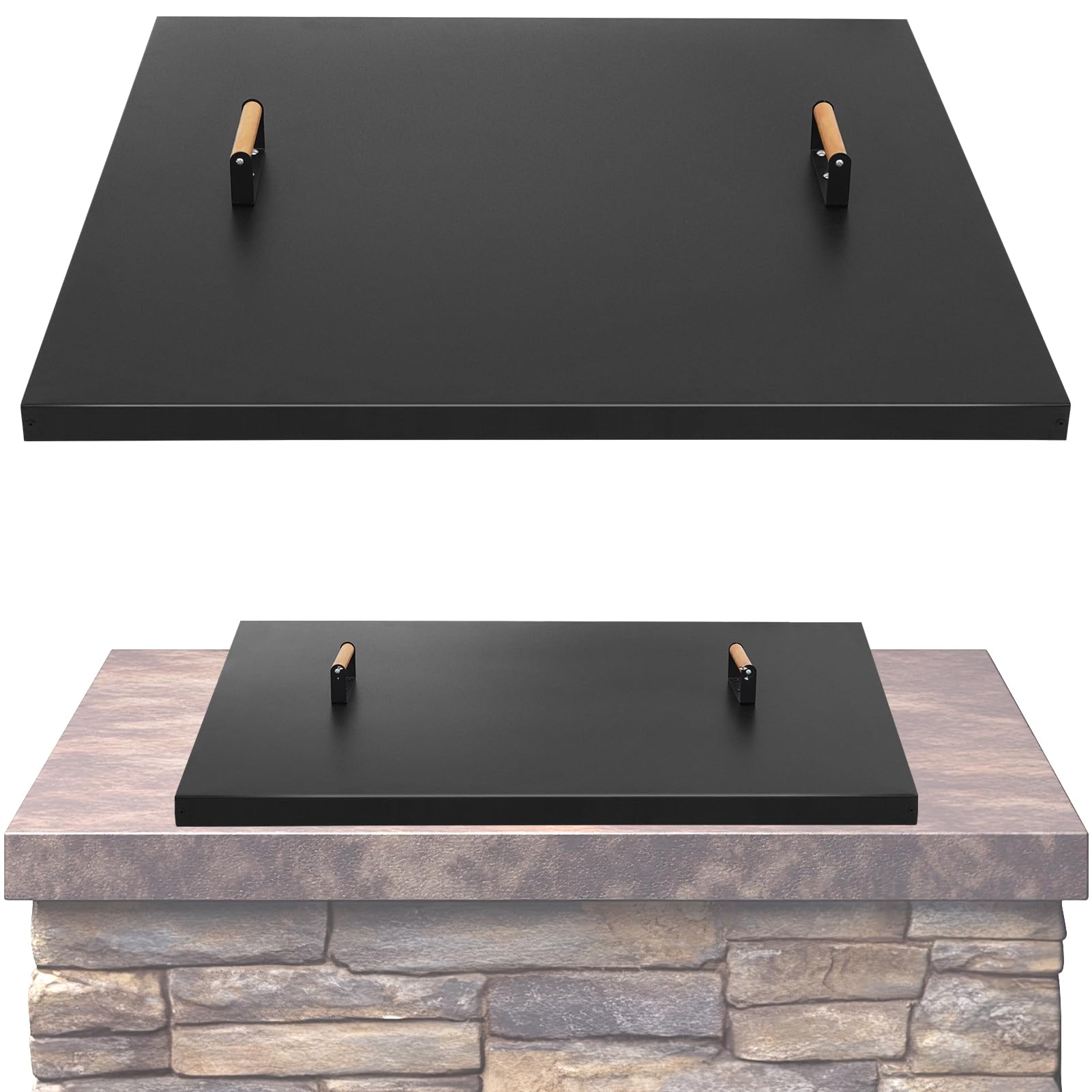 Fire Pit Lid Square 34", Heat Resistant Metal Firepit Cover