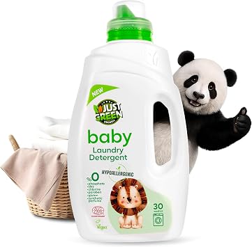 Baby Liquid Laundry Detergent, Plant-Based Laundry Soap Newborn & Infant Clothes, Hypoallergenic, Fragrance-Free, EcoCert Certified, 30 Washes, 50.7 fl oz 1500 ml