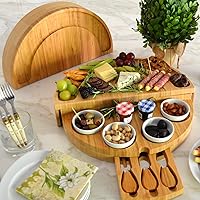 Vista 2 de Picnic at Ascot Deluxe Custom Engraved Bamboo Cheese/Charcuterie Board with Accessories - Innovative Patented Design - Quality Assured in The USA