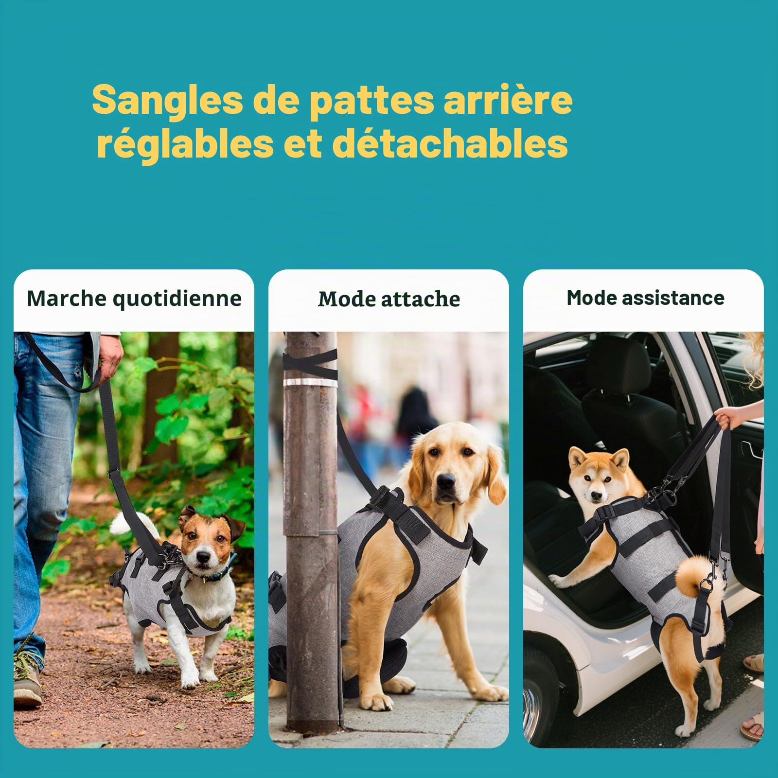 Ownpets Harnais de levage pour petits chiens, doux, imperméable, réglable, réfléchissant, respirant, gris, XS