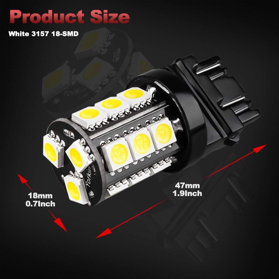 Yorkim 3157 LED Light Bulbs White Super Bright,3056 3156 3156A 3057 4057 3157 4157 T25 LED Bulbs for Brake Lights, Backup Reverse Lights,Reverse Tail Lights - Pack of 10