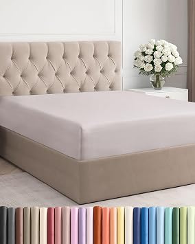 34% off: Queen Fitted Bed Sheet - Bottom Single Fitted Sheet Only - Soft Hotel Luxury Bedding …