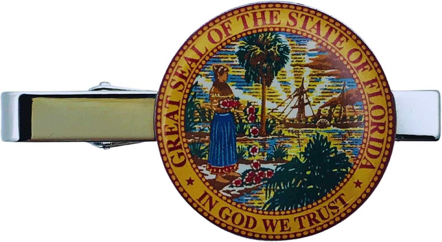 Tie Clip - State Seal Florida - USA | 1.18-Inch State Flag Tie Clip | USA Flag Tie Bar for Men | Perfect for Formal Events, Business, and Gifts