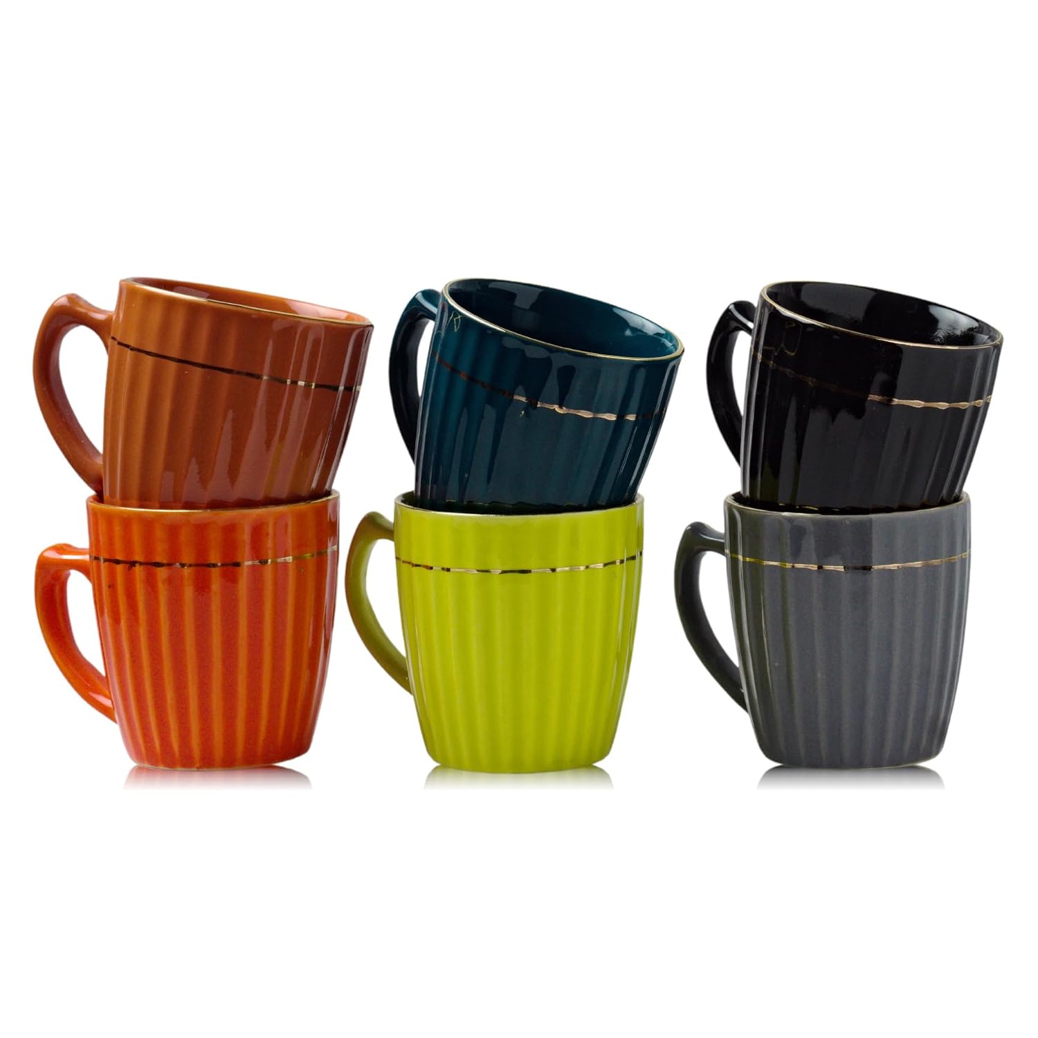 Buy CLAYBENDER Tea Cup (Set of 6) Ceramic Goldline Tea Cups
