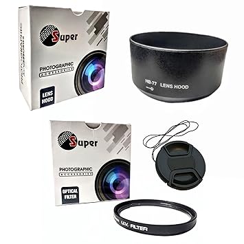 SUPERNIC Lens Hood Compatible with HB-77 Nikon Nikkor AF-P 70-300mm f4.5-6.3G ED DX and Nikon Nikkor AF-P 70-300mm f/4.5-6.3G ED DX VR with 58mm Cap and UV Filter