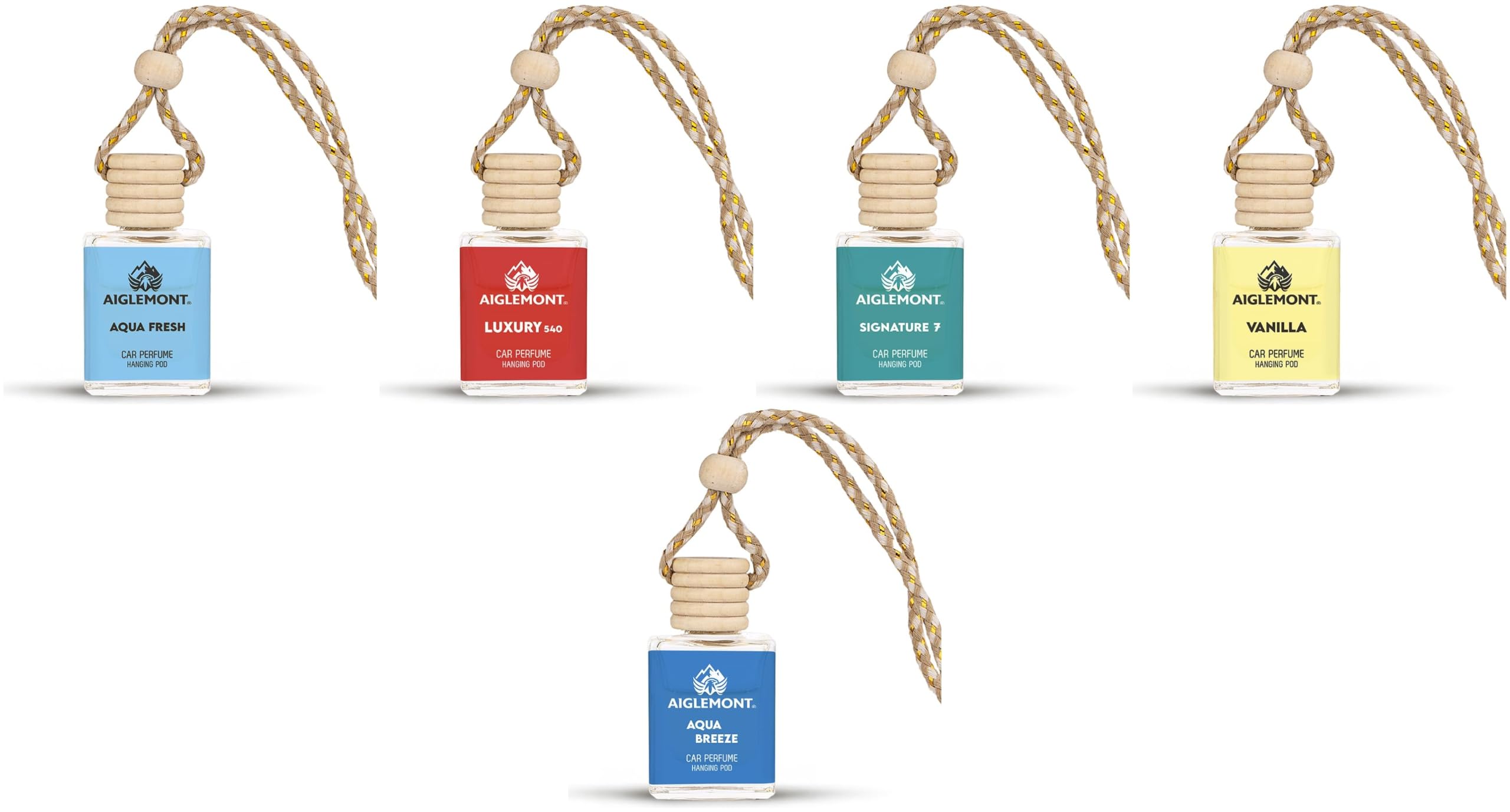 Car Perfumes combos | Aqua Fresh+ Luxury 540 + Signature 7 Scent+ Vanilla+ Aqua Breeze| Combo of 5 | 10 ml Each-image-47