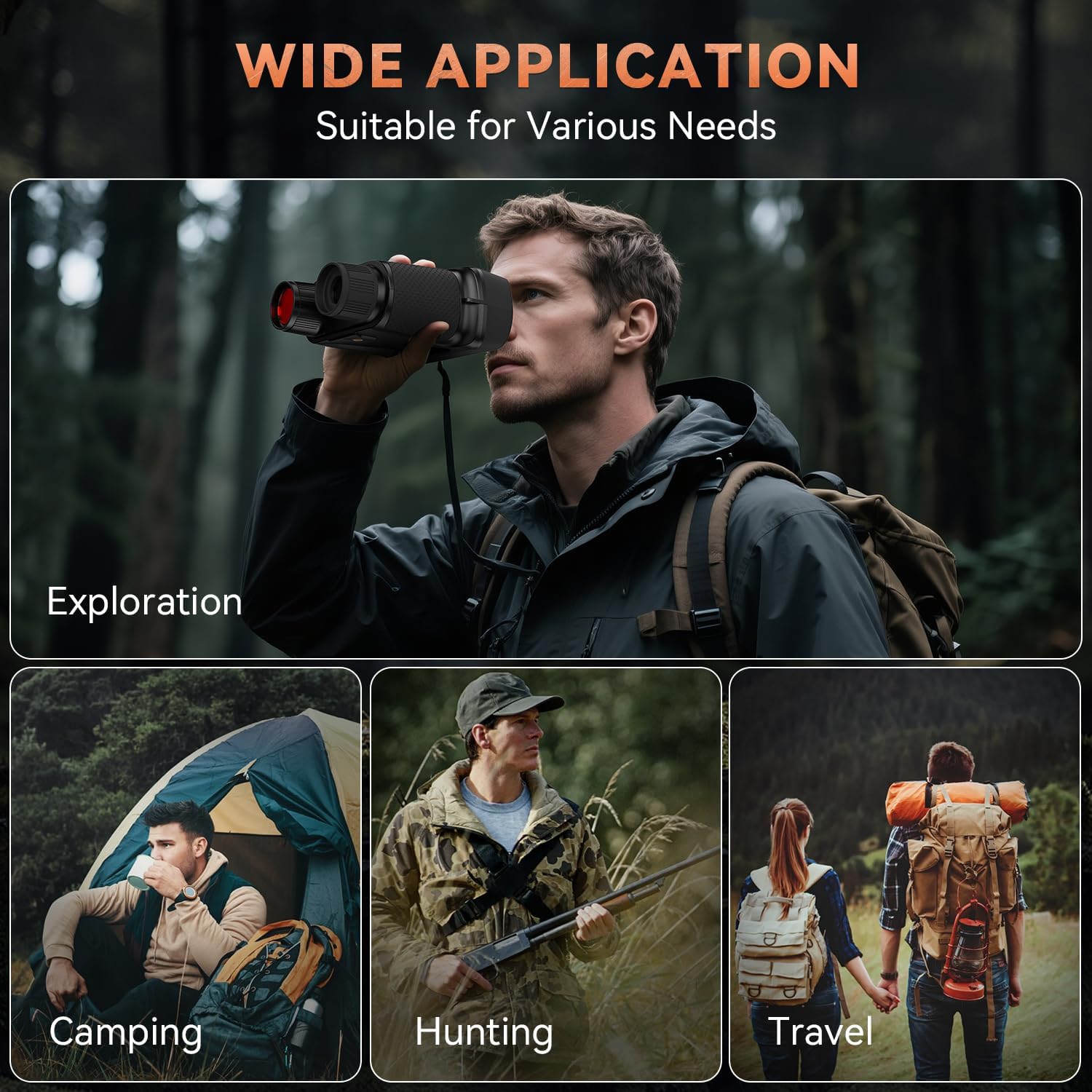 Night Vision Goggles, 4K Color Night Vision Binoculars for Adults with 4.5" HD Display, 8X Digital Zoom & 7-Level Infrared, 4500mAh Rechargeable Battery, 1300ft Range, 32GB TF Card for Camping Hunting - Image 7