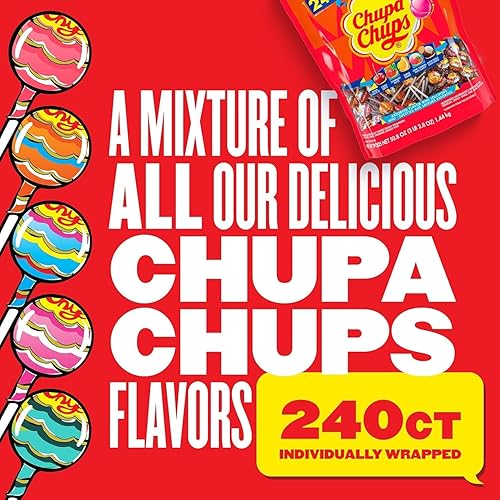 Miniatura 4 de Chupa Chups Surtido de mini piruletas de Halloween de dulce o truco, 5 sabores, dulces a granel envueltos individualmente para adultos y niños