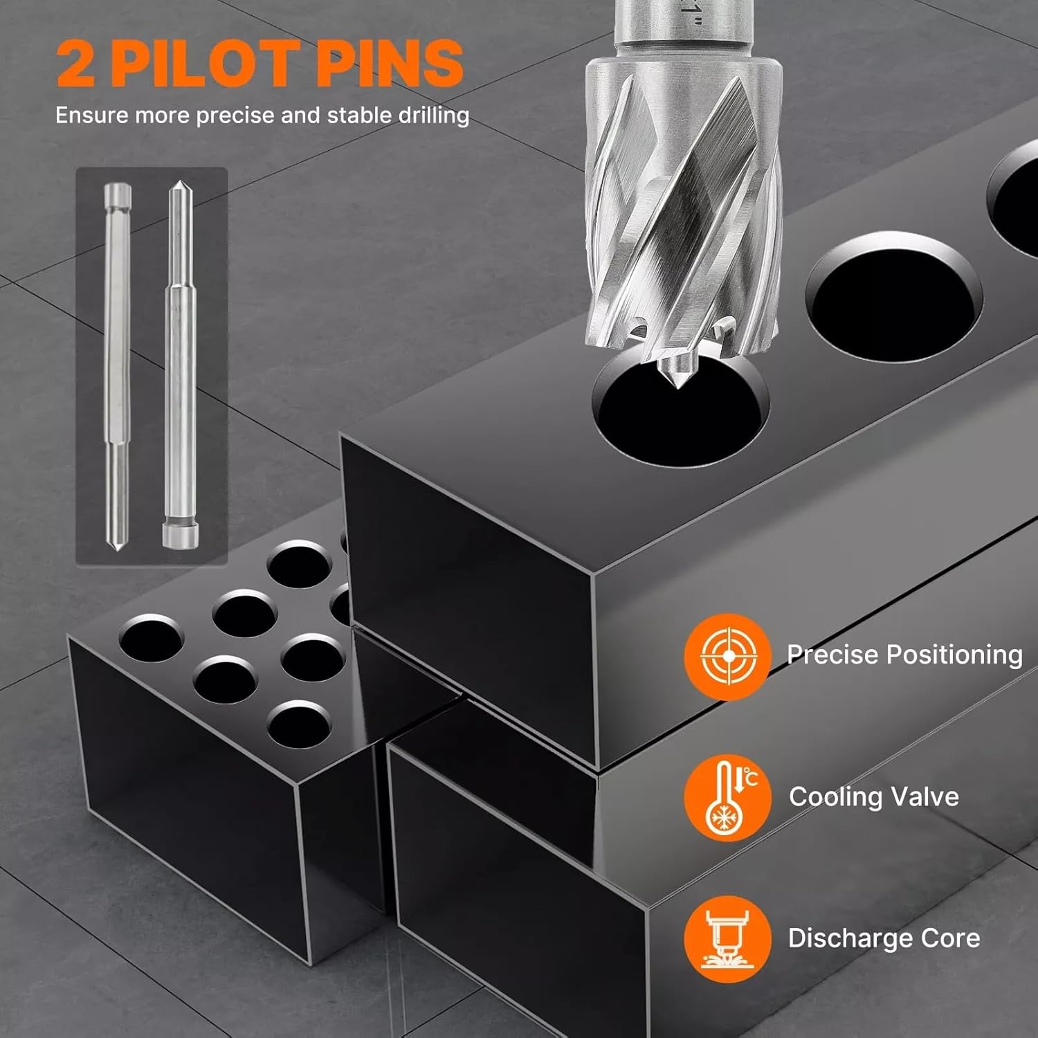 14PCS Annular Cutter Set, Magnetic Drill Press Bits, 1" Cutting Depth, 3/4" Weldon Shank, 7/16" to 1-1/16" Cutting Diameter, M2AL HSS, 2 Pilot Pins, Hex Wrench for Magnetic Drill Press