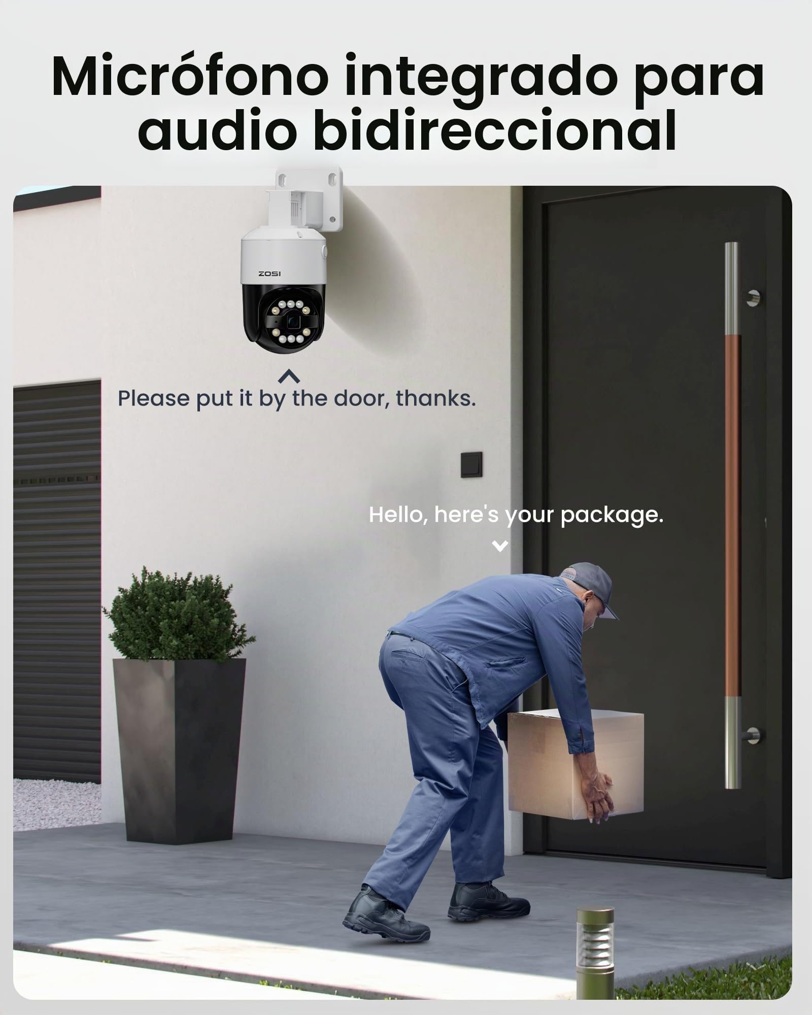 ZOSI 5MP Cámara Vigilancia Seguridad PoE Exterior Pan/Tilt, Detección y Seguimiento de Persona, Visión Nocturna, Cámara Adicional para ZOSI Sistema NVR PoE