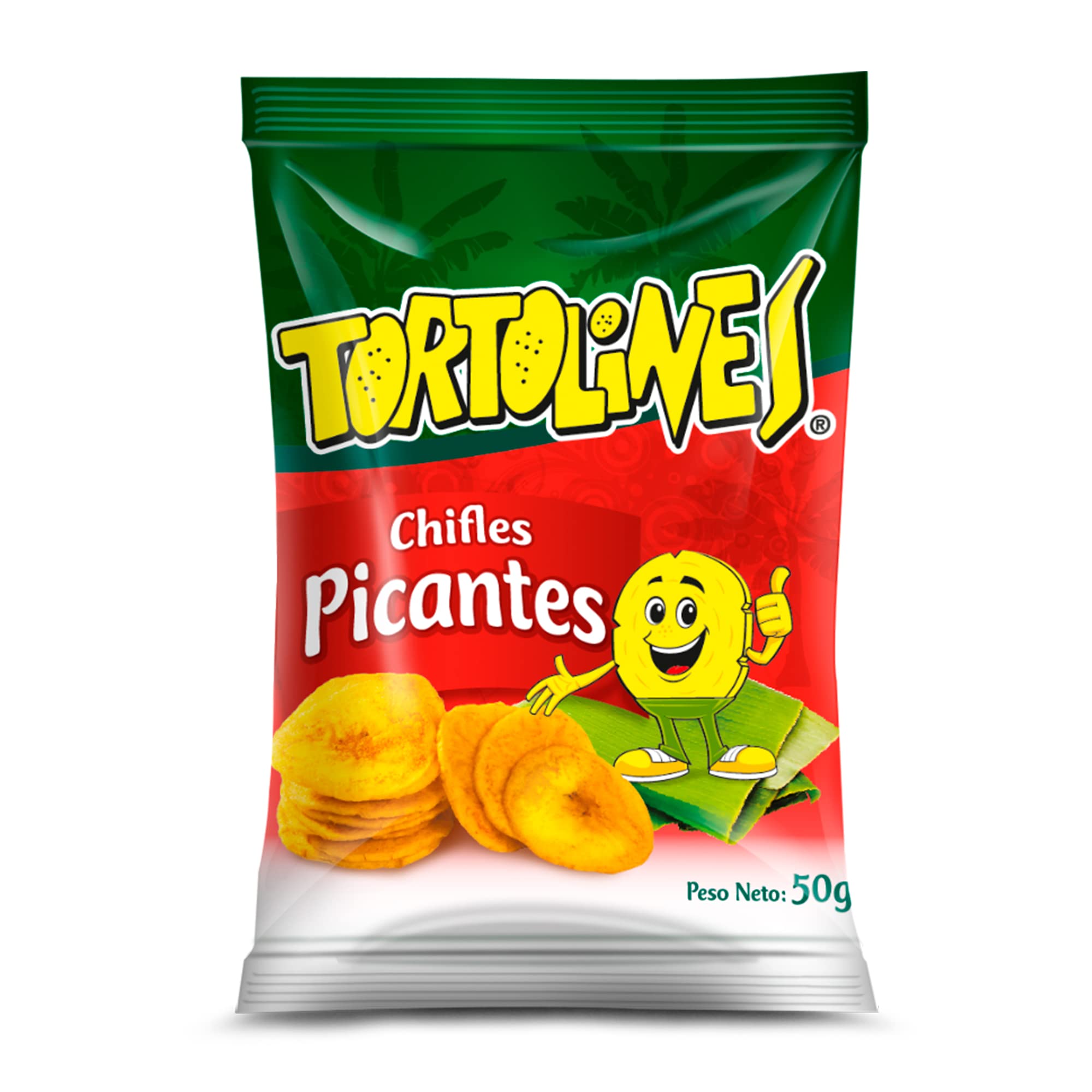 Tortolines Chifles Picantes 50g, Hojuelas de Plátano Deshidratado Crujientes, Chifles Platano para Dips y Ceviches