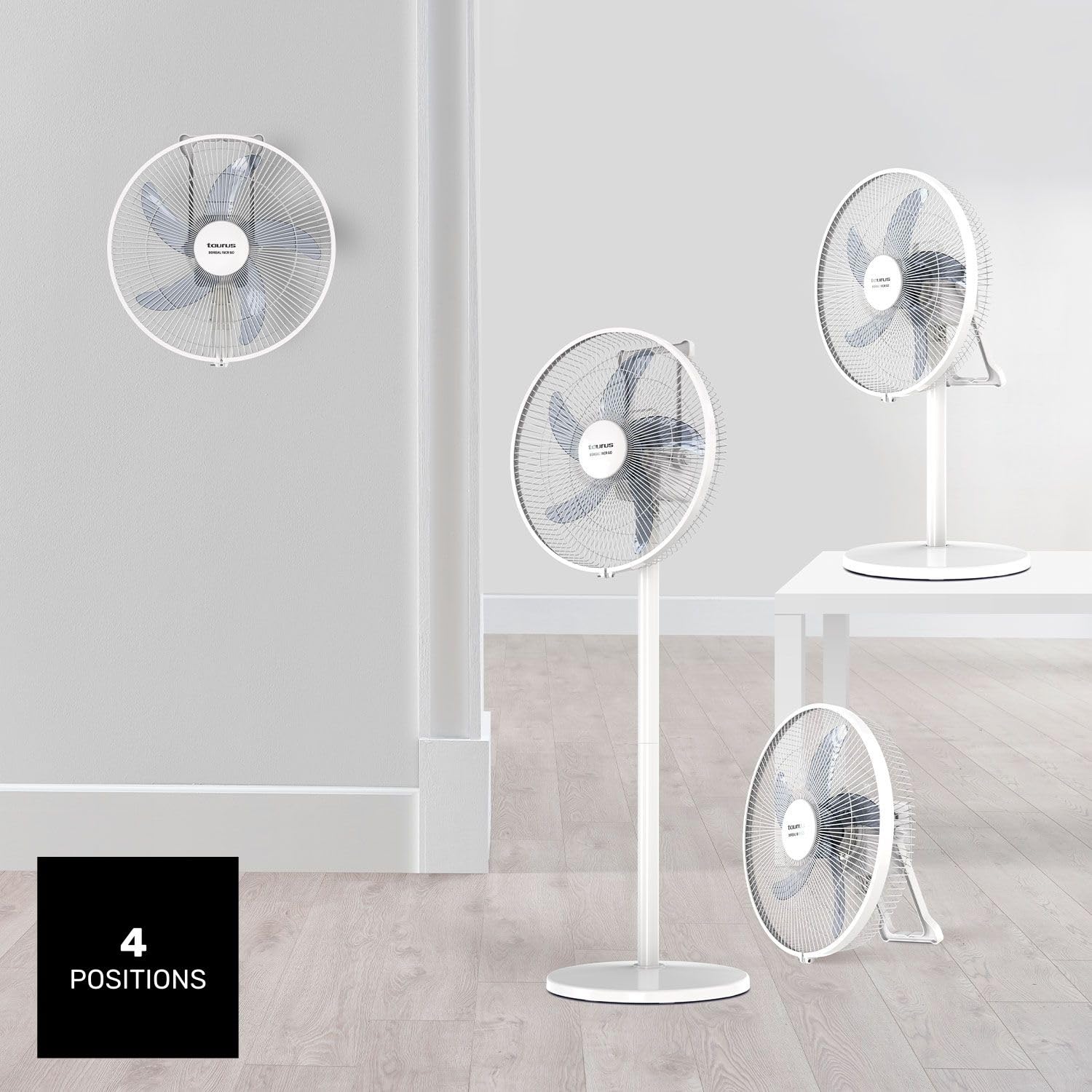 Taurus - Stand Fan Rechargable Boreal 16CR Go |35W|Batteria | Autonomia 8h |Tempo di ricarica 4h |5 velocità |3 modalità |5 pale da 40 cm |Temp 8 ore | Altezza regolabile | luce posteriore