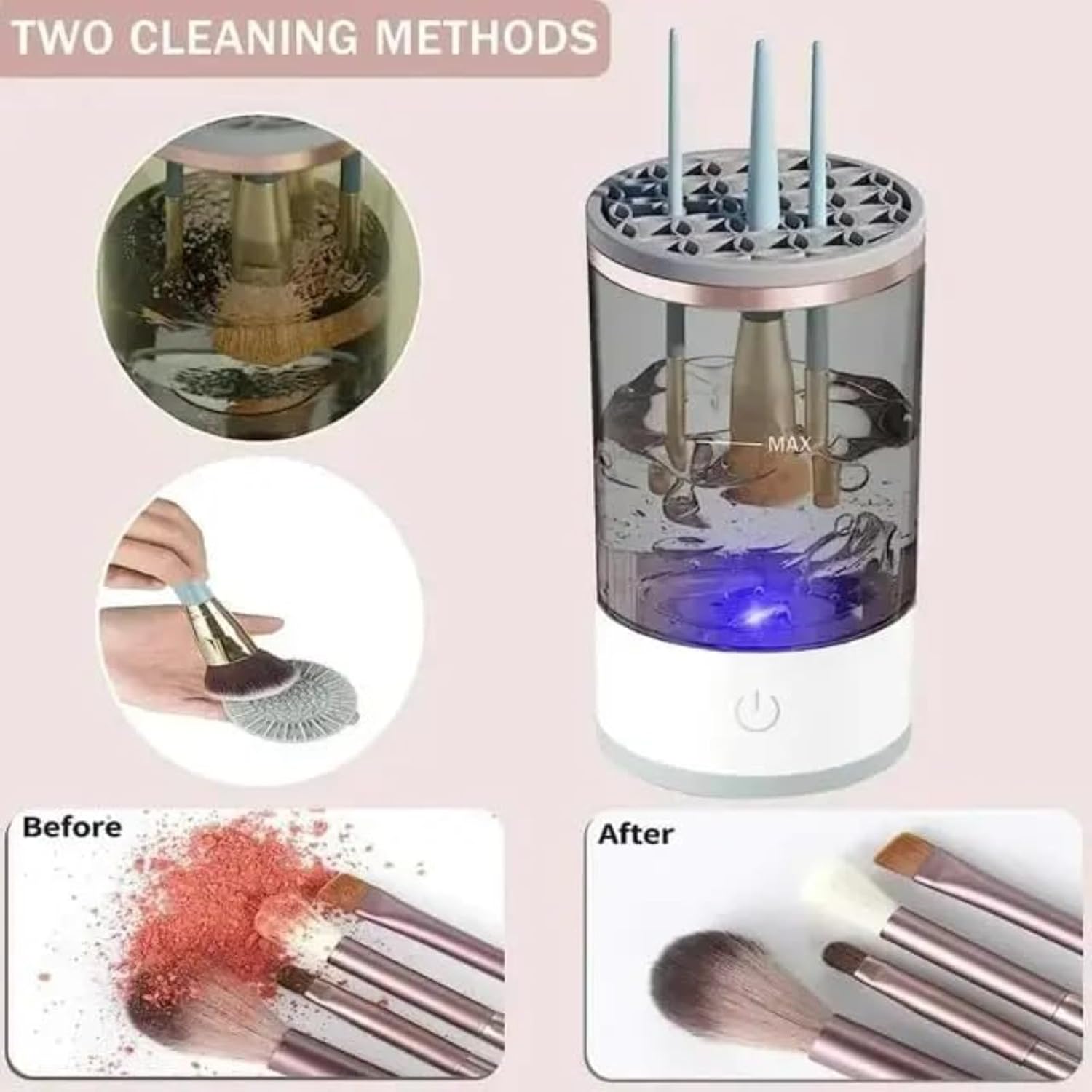Makeup cleaner, makeup cleaning machine, brush cleaner suitable for various sizes of makeup brushes, beauty tools, Valentine's Day gift for her.