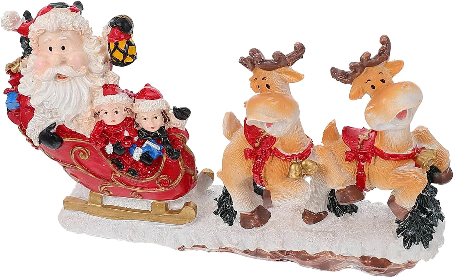 1pc Christmas Elk Pulling Cart Decor Adorable Resin Desktop Ornament for Holiday Tabletop Decoration Charming for Parties Use