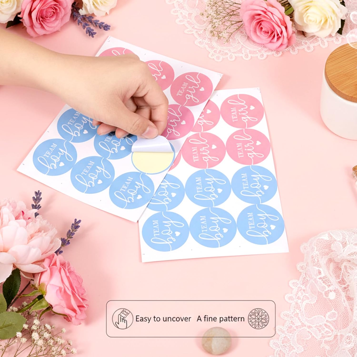 180pcs Pink Blue Gender Reveal Party Stickers, Gender Reveal Decorations,Team Boy Team Girl Voting Labels, for Genders Reveals Party Games Baby Shower Decorations