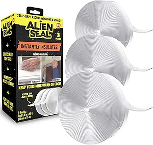 Alien Draft  Seal  Insulation Tape 49 Feet Transparent Silicone  Weather   Stripping   Door   Seal  Strip and Under  Door  Draft Stopper for Window  Seal  and  Door  Bottom  Seal  As Seen On TV