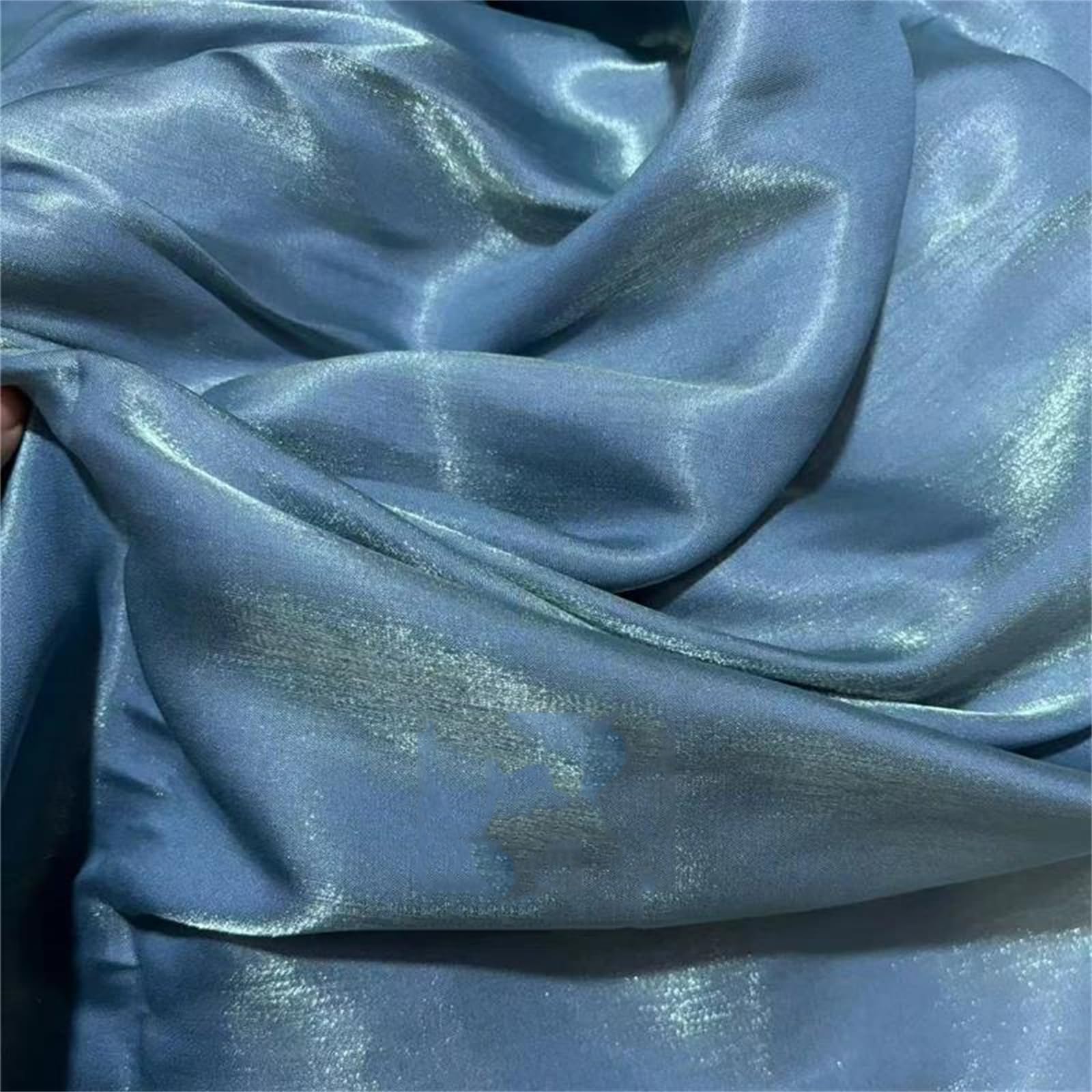 Tessuto di Raso Morbido Iridescente di Larghezza 150 cm, Cotone Poliestere sfumato Liscio for Abiti Artigianali, Abiti, Sciarpe, Abiti(Dark Blue,400x150cm)