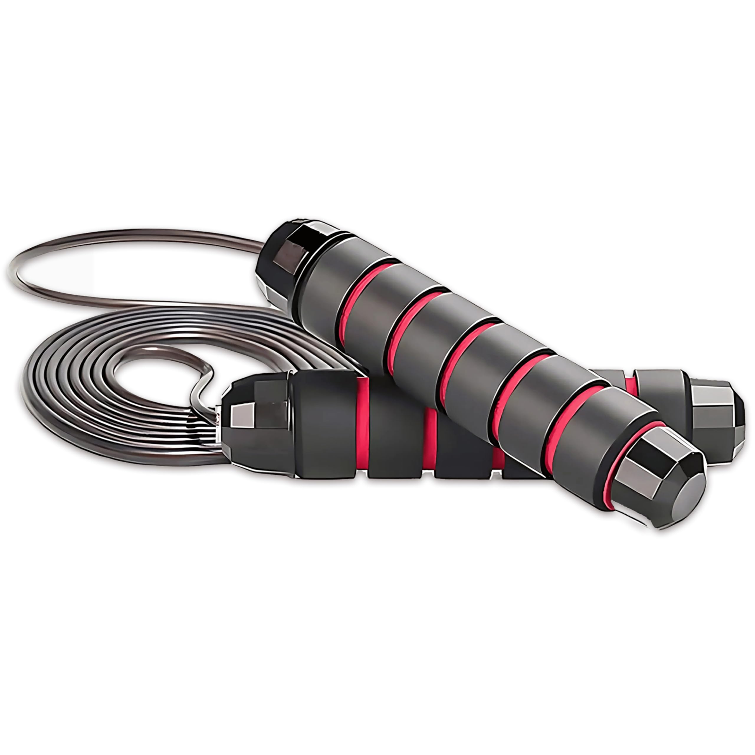 Jump Rope – Speed Jump Rope with Ball Bearings and Adjustable Cable – Jumping Cable for Men, Women, Kids – Ideal for Box, Sports, Cardio, Training – Tangle-Free Jumping and Memory Foam Handle (Red)