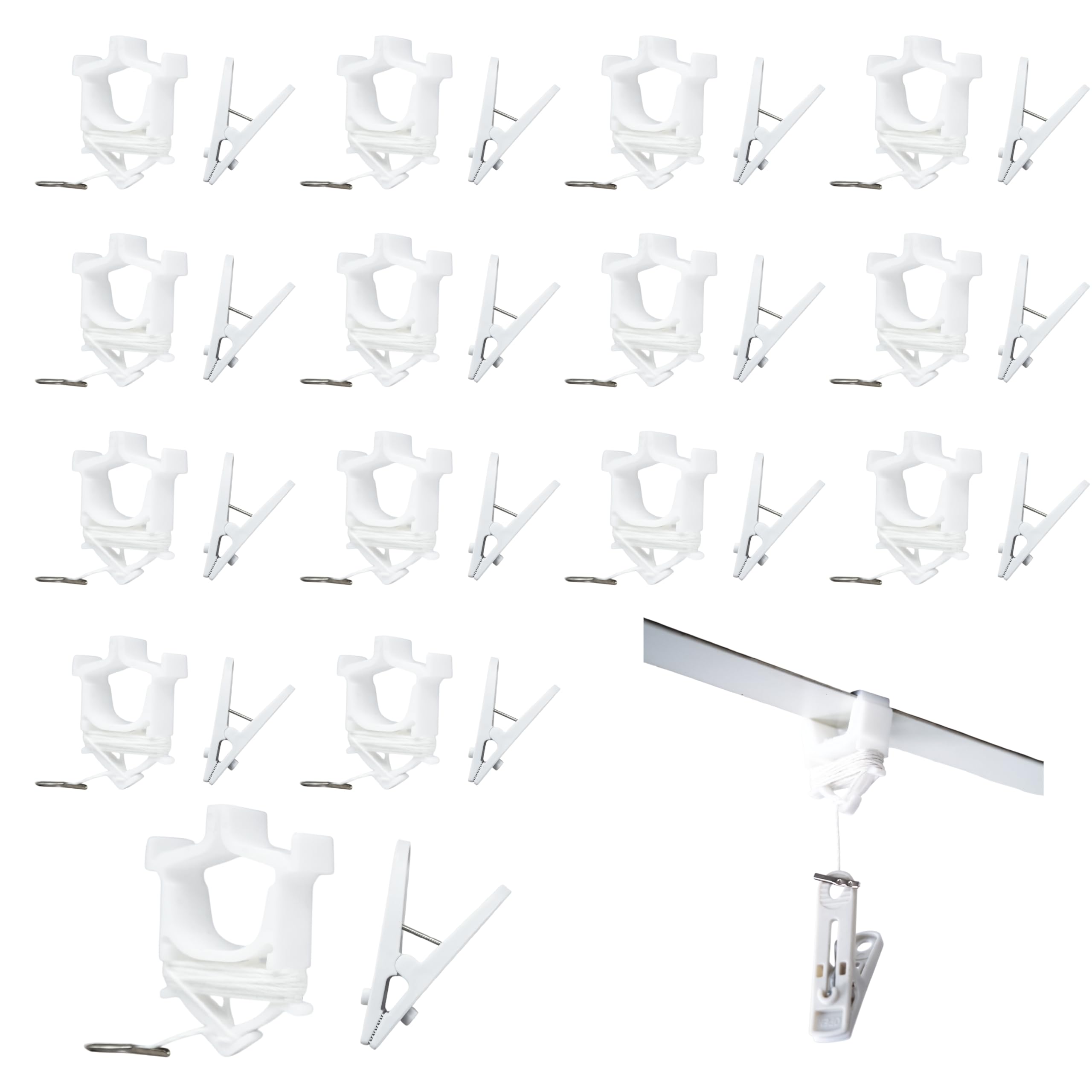 Naceture White Drop Ceiling Hook For Hanging With Rope– 15 Pack Ceiling Decorations Ceiling Hanger On Drop Suspended Ceiling Tile Hook Ceiling Clips