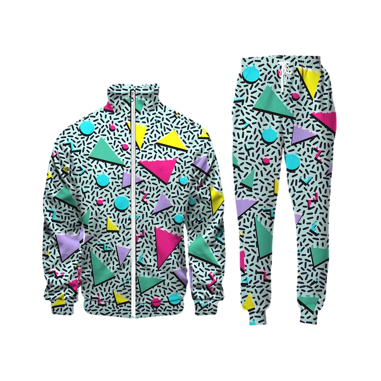 Chándal vintage | Chaqueta y pantalones 2 piezas Sportswear,Disfraces de playa elegantes y vintage para noche de discoteca temática