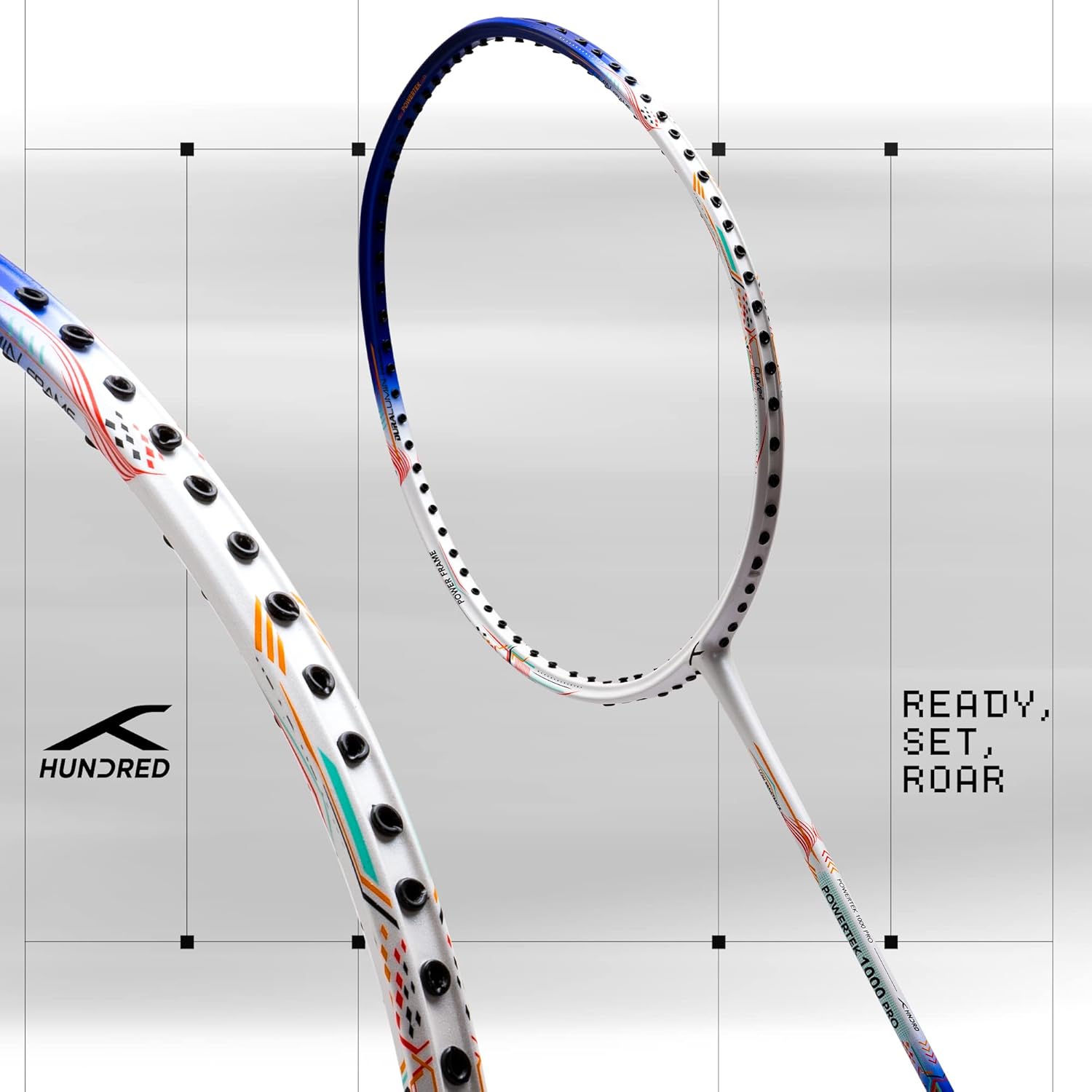 Hundred POWERTEK 1000 PRO Graphite Strung Badminton Racket with Full Racket Cover for Intermediate Players