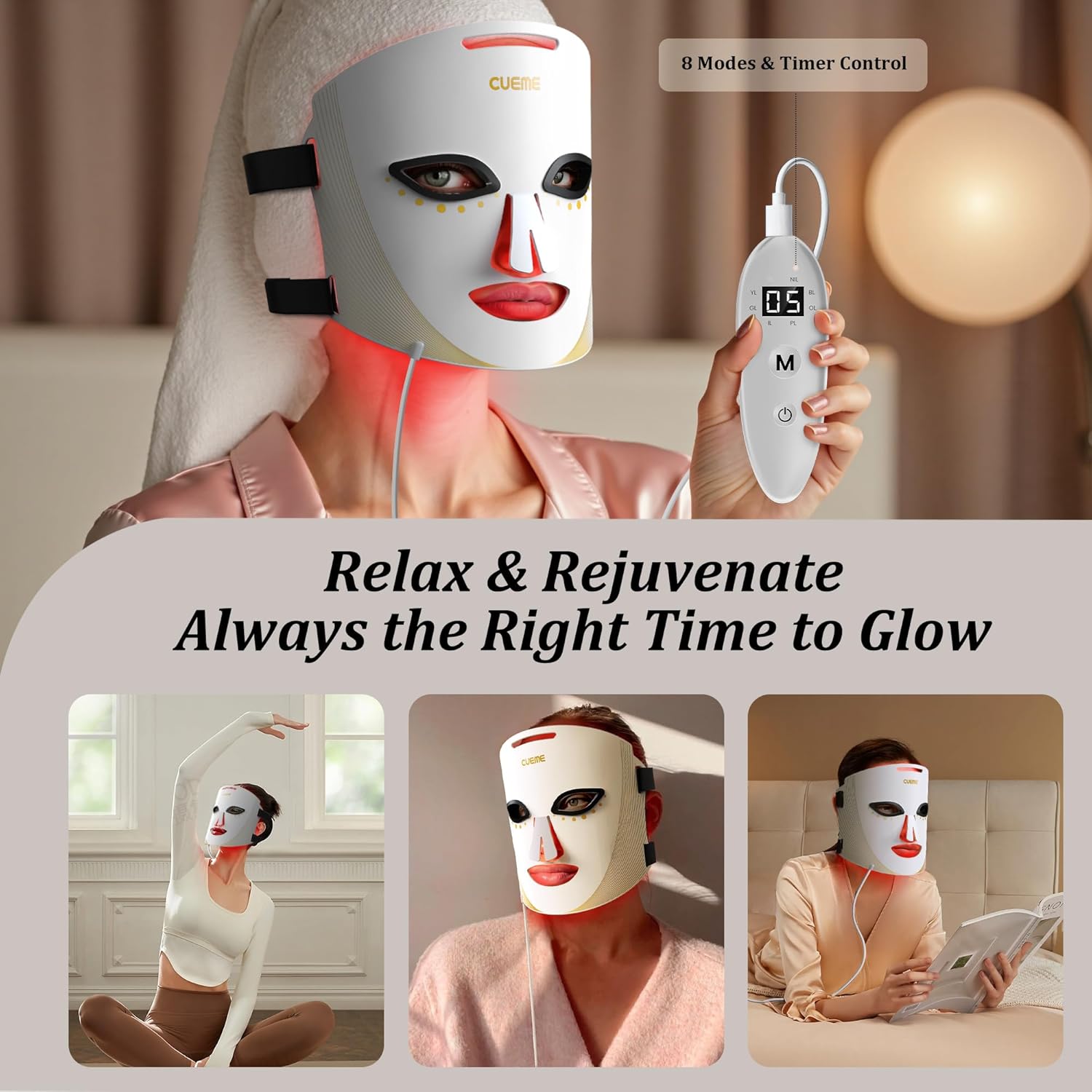CUEME LED Light Therapy Mask, FDA-Cleared Red Light Therapy for Wrinkles, Acne Treatment, and Skin Care, Portable Facial Mask for Women - Mom, Sister, Girlfriend and Wife - Image 6