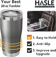 Vista 3 de HASLE OUTFITTERS Vaso de 20 onzas a granel, vasos de acero inoxidable con tapa, vaso aislado al vacío, vaso de doble pared, tazas de café, gris