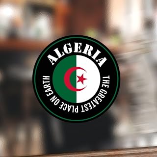 100PCS Algeria Flag Round Circle Stickers Algeria The Greatest Place on Earth Vinyl Round Sticker Decal Country National Sticker for Cards Gift Boxes Party Favors Sealed Envelopes 2inch