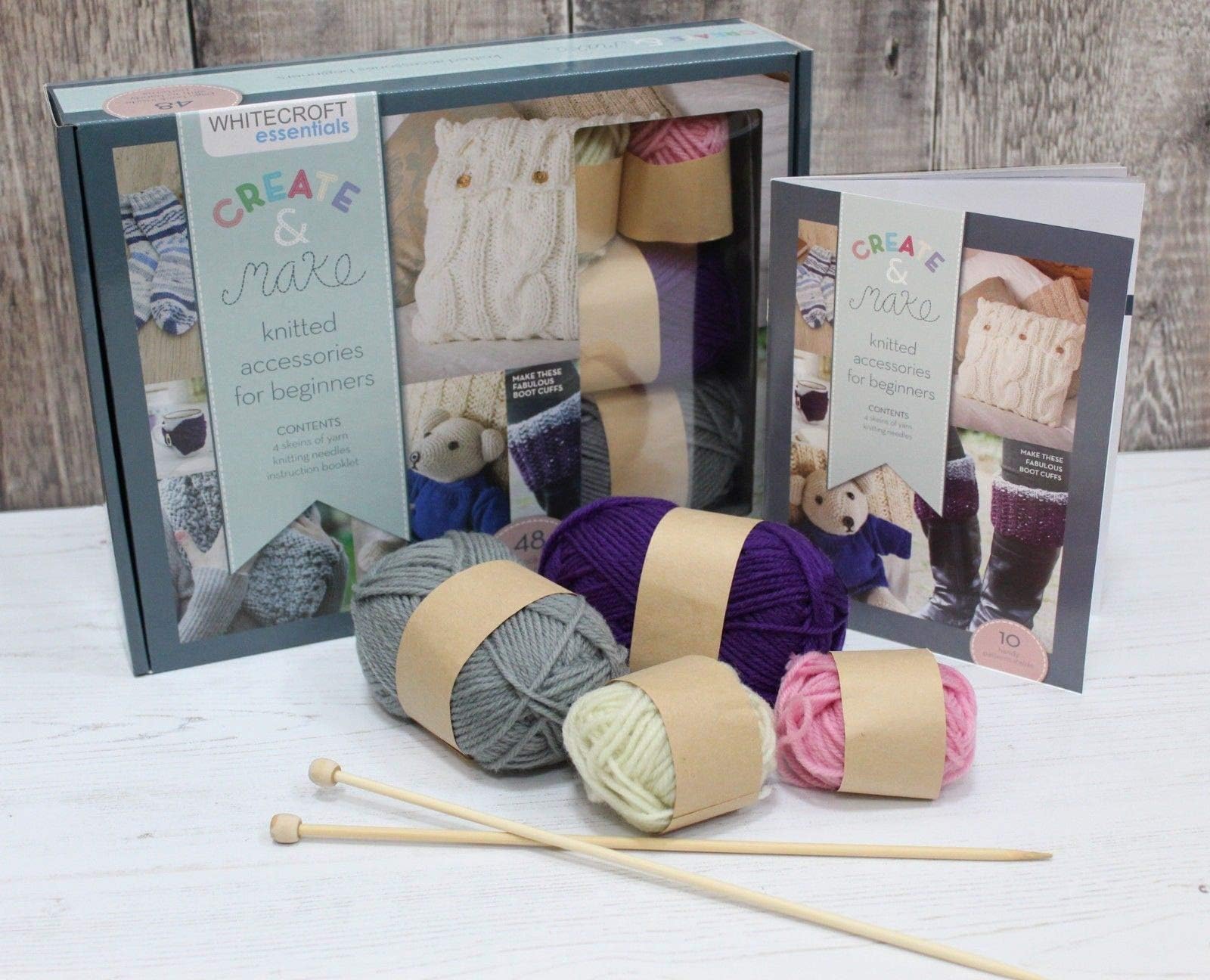 Whitecroft Knitted Accessories for Beginners Create & Make Set - Includes Book Full of Craft Projects