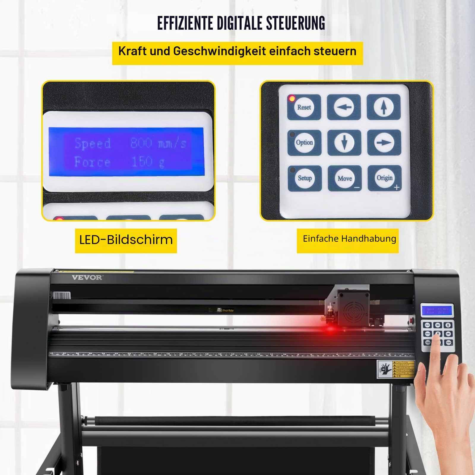 VEVOR Vinyl Schneideplotter Max. Papiereinzug 720 mm, Folienplotter Schneidkraft 500 g, Plotterschneider mit optisches Auge, Signmaster-Software, Schrittmotor, Plotter Halbautomatisch mit Ständer