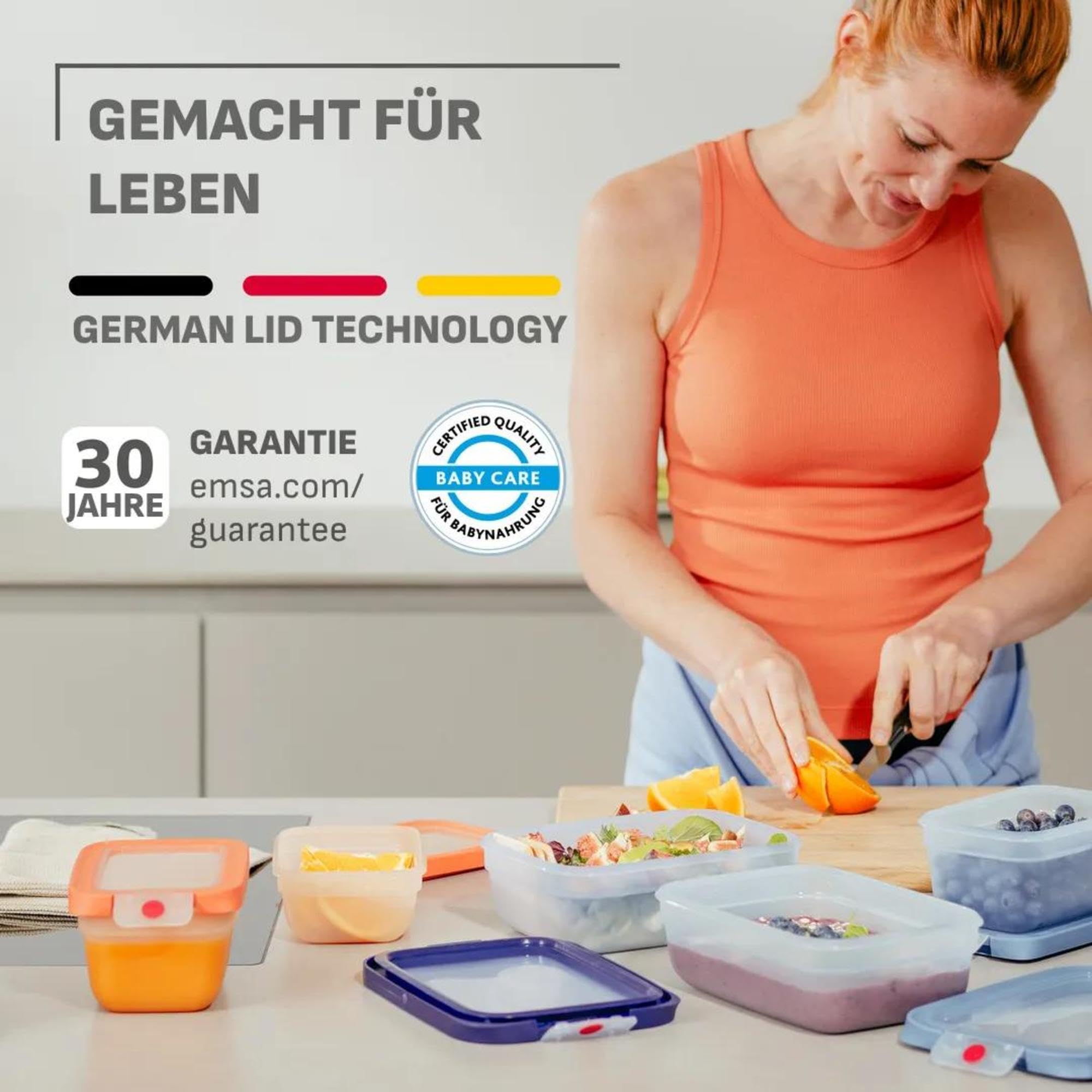 Emsa oneClick, Vorratsdose, One-Click System, Hält Lebensmittel 2x Länger Frisch, 100% Auslaufsicher, Made in Germany, Blue, 5-teiliges Meal-Prep Set 5× 1,2 L / 40,6 fl.oz, N1231200