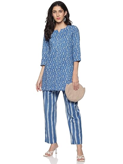 RAJMANDIRFABRICS Women's Pure Cotton Printed Night Suit Top and Pyjama Set