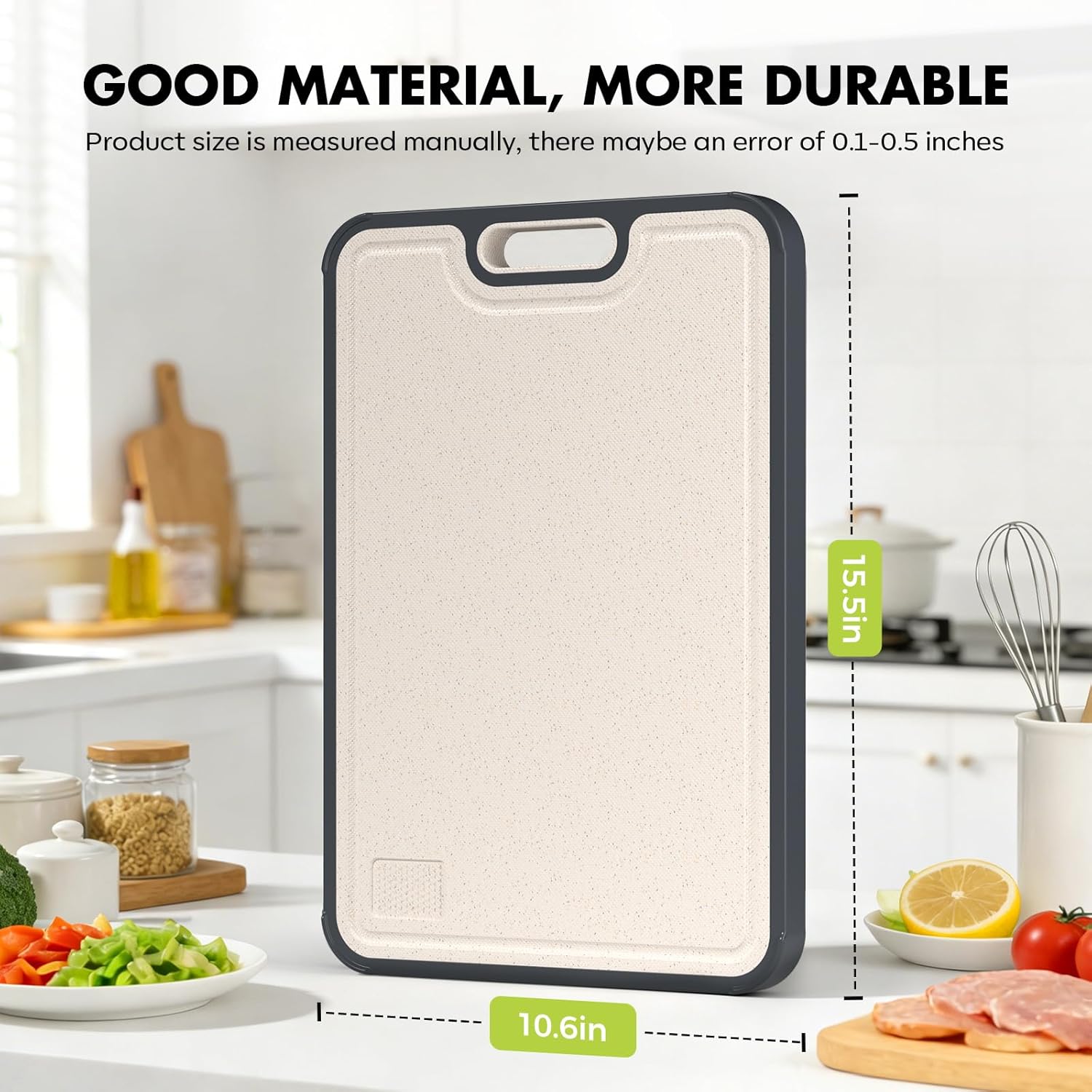 Sumzzz Titanium Cutting Board for Kitchen, Cutting Board Double Sided Food Grade, Pure Titanium/PP, Easy to Clean Large Size 16”×10”