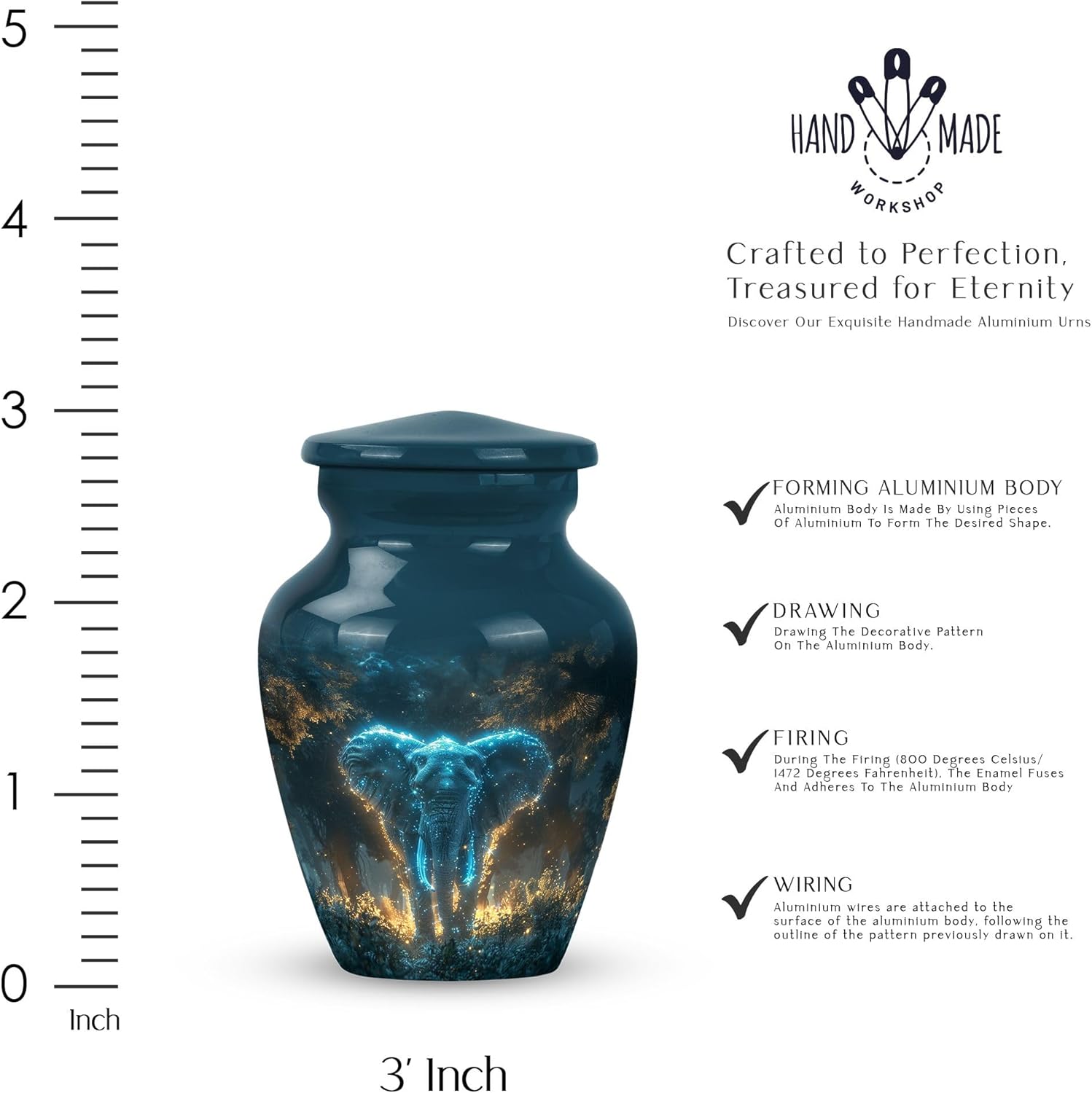 Ashes Keepsake Elephant - Urn for Ashes for Women - Human Urns for Ashes Adult Male - Mini Urns for Ashes - Small Urns for Human Ashes Keepsake Dad - Affordable Urns (Size-3inch,1pcs)