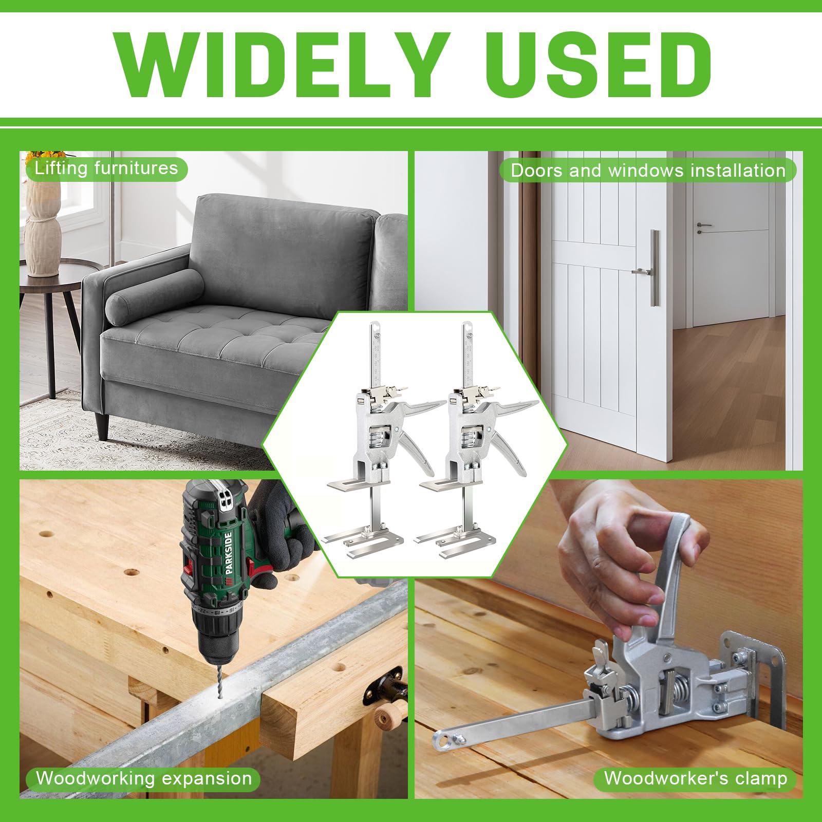 2 Stück Arbeitssparender Arm, Arm Hebewerkzeug mit Skala, Arm Handwerkzeugheber mit Langsam und Schnell Hebefunktion, Möbelheber für Möbel, Türen, Board Heber, 200kg Hubkapazität