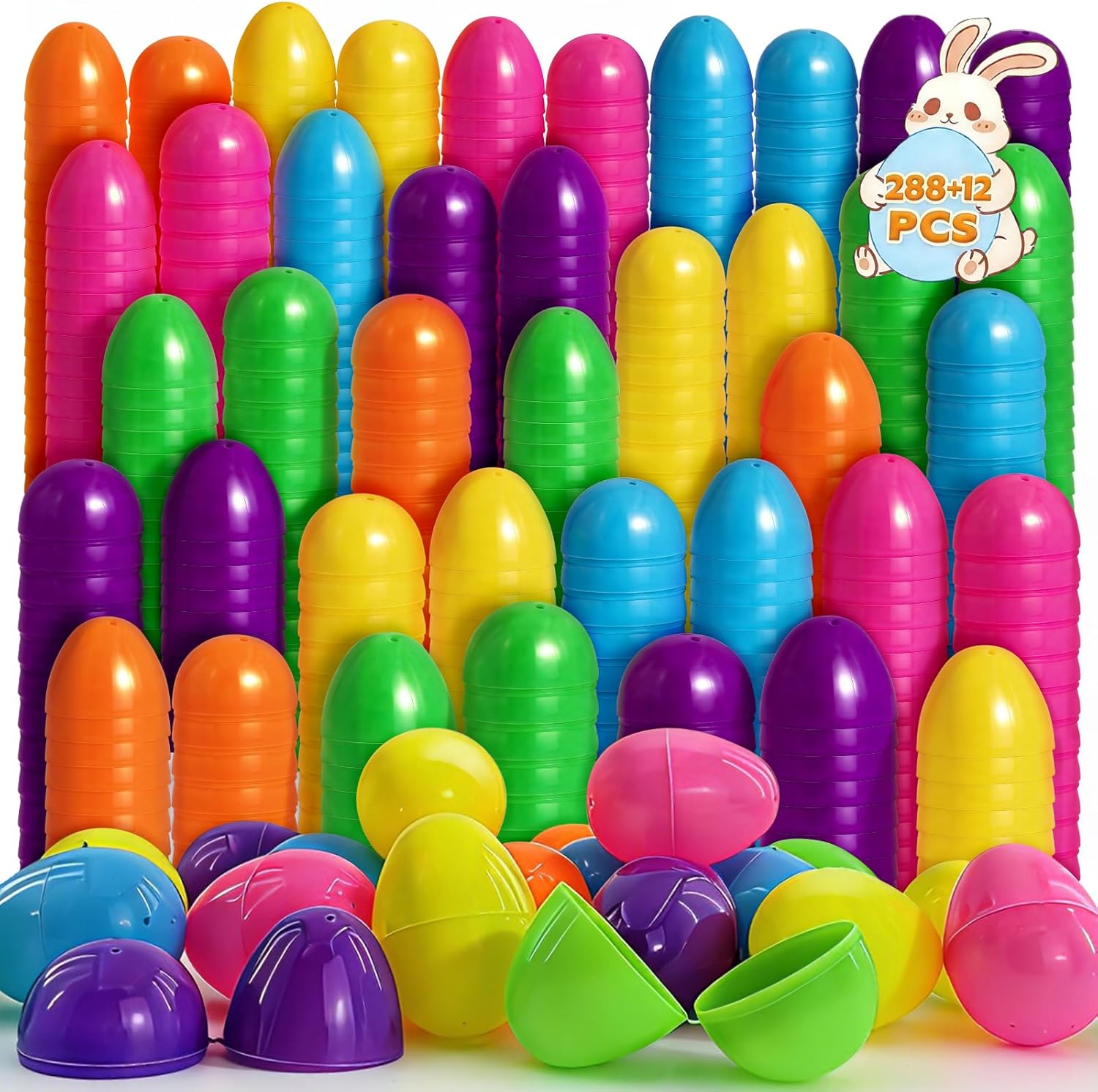 2000 Pcs Easter Eggs, 2.36" Bright Colors Plastic Easter Eggs Empty, Easter Themed, Basket Stuffers Fillers