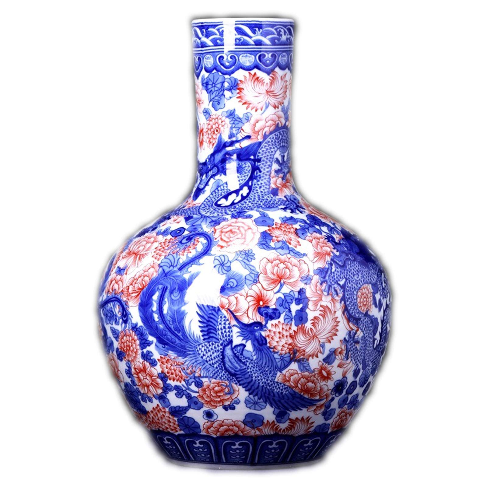 Amazon.co.jp: LLSSセラミック中国風ドラゴンとフェニックスの花瓶 