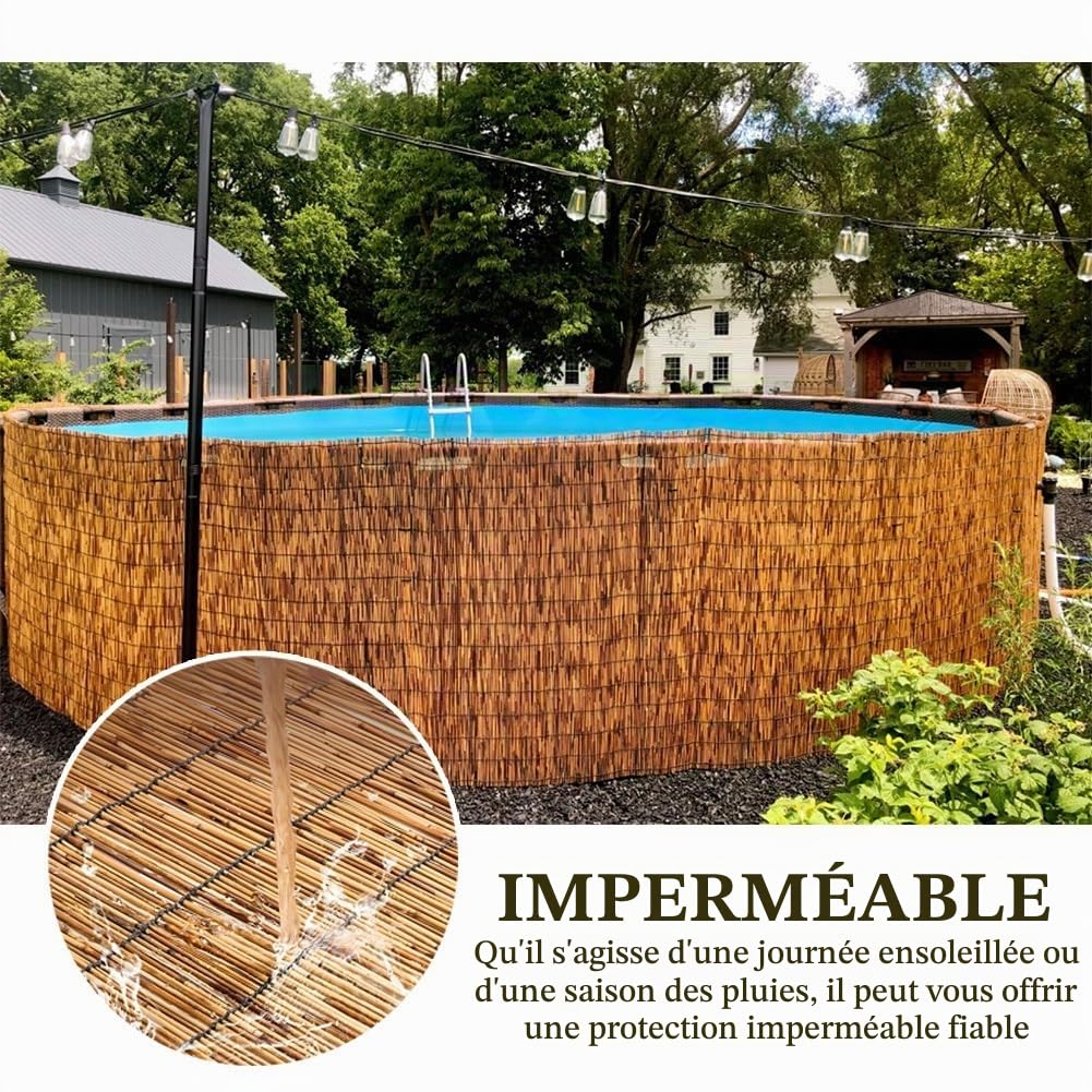 Générique Jardin Brise Vue en Bambou, 50 Cm A 140 Cm De Hauteur Canisse Clôture, Extérieur Bambou Brise-Vue avec Attaches Zip, Balcon Brise Vue pour Porche, Piscine, Plafond(50 * 500cm)