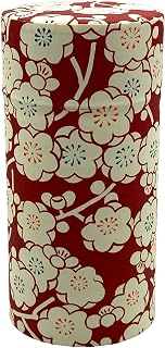 Japanese Tea Canister Tin Plum Romance/Double Lid/Japanese YUZEN Washi Paper Pasted /200g Tea Capacity/Loose Leaf Tea Storage/Storage Container with Lid