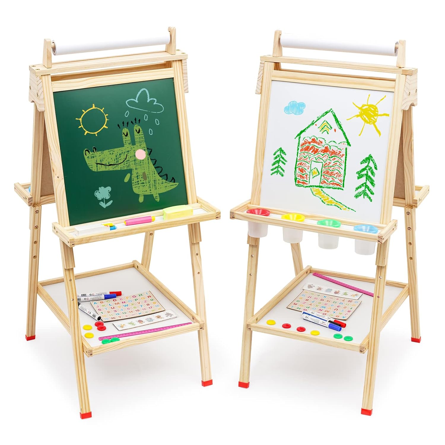 Wooden Easel for Kids Allin one Kids Easel with Paper Roll Adjustable