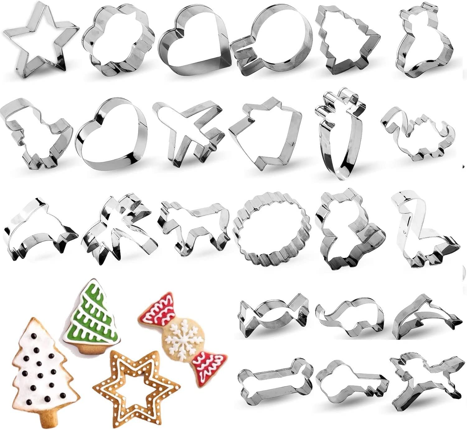 24 Pack Cookie Cutters, RUCKAE Cookie Cutters Set, Biscuit Mould, DIY Baking Cake Craft Pastry Bakeware Decoration
