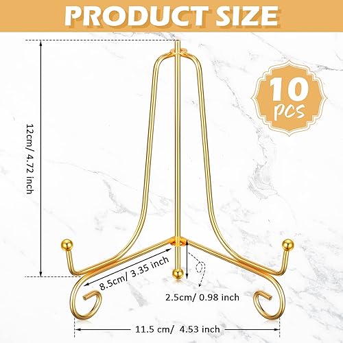 Miniatura 2 de Paquete de 10 soportes de placa de hierro de 6 pulgadas para exhibición, soporte de exhibición, soportes de caballete dorado para fotos, marcos de