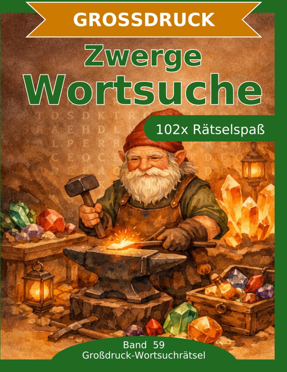 Zwerge — Wortsuche in Großdruck: 102 Wortsuchrätsel mit extra großer Schrift | Gehirnjogging Zwerge | Geschenkidee für Oma & Opa