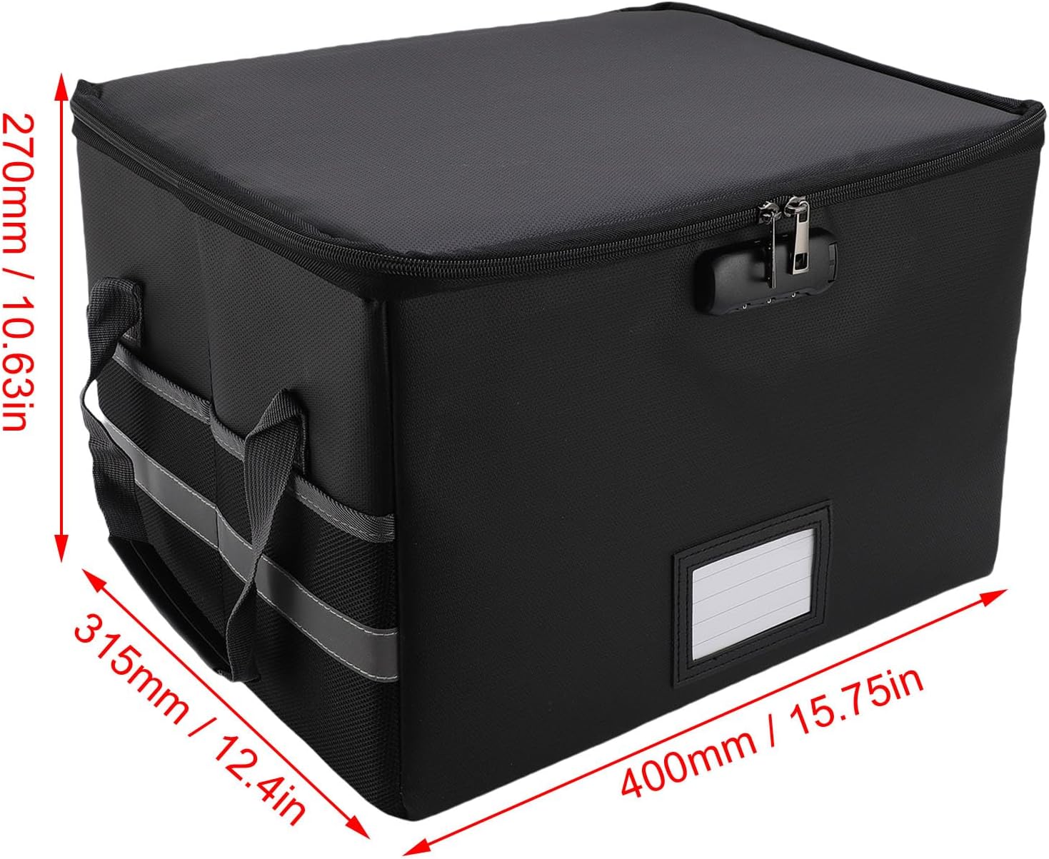 Luqeeg Portable Fireproof File Box, Antistatic Reflective Stripe Document Box, File Organizer Filing Storage Cabinet with Lock for Home Office Hanging Letter, Legal Folder