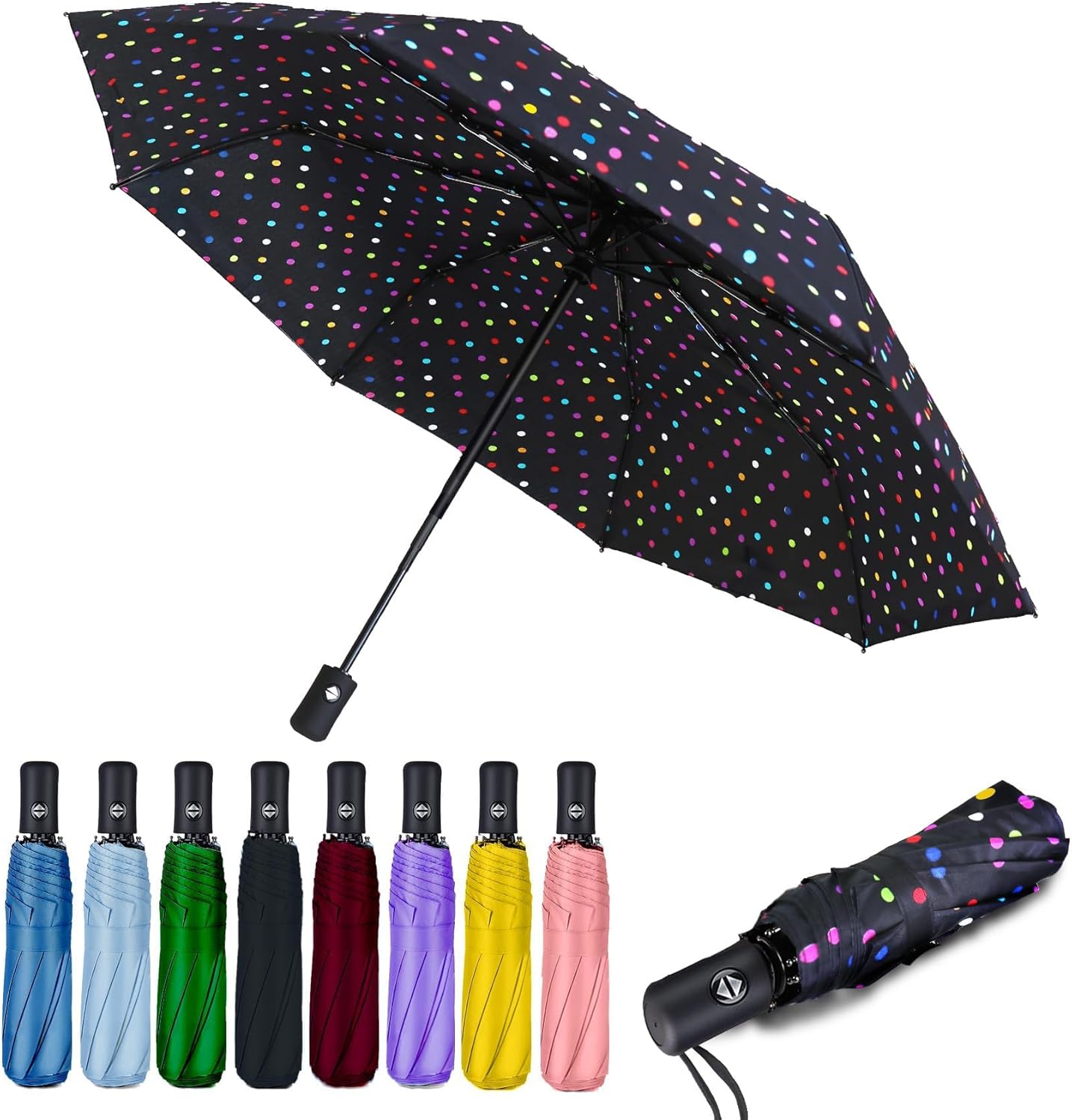 MRTLLOA 42/49 Inch Compact Windproof Travel Umbrella for Rain, Lightweight, Portable, Automatic, Strong, Waterproof Folding Umbrellas for Women, Men and Teenagers 7 packs 