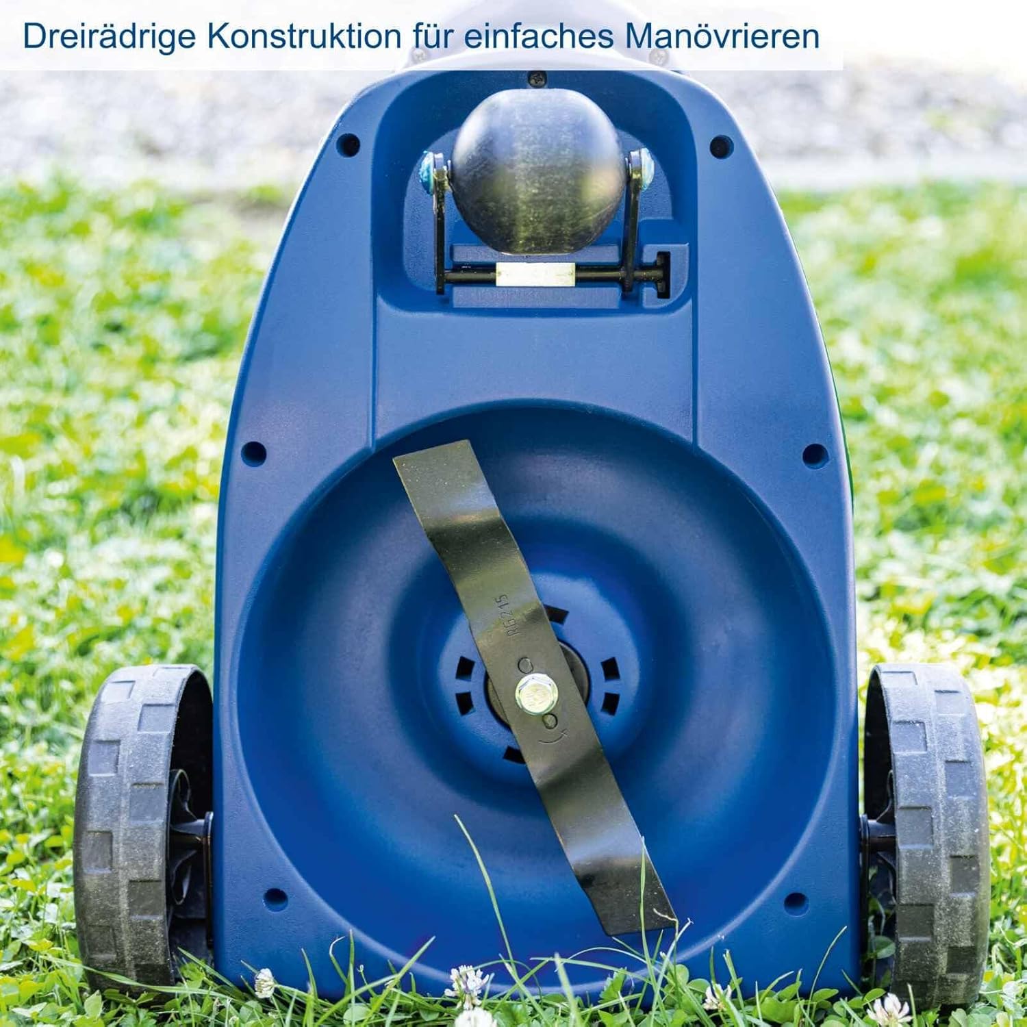 Lawnmower with swiveling handle mowing under bushes