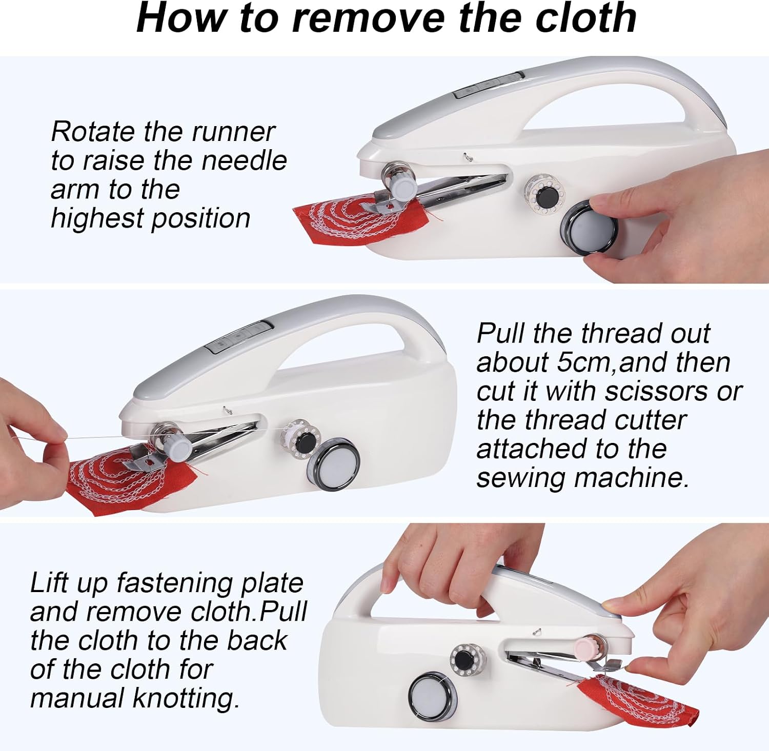 ele ELEOPTION Portable Handheld Sewing Machine, Dual-Speed Mini Electric Sewing Machine, Easy to Use and Fast Stitch Suitable for Clothes, DIY Electric Handheld Sewing Machine for Beginners