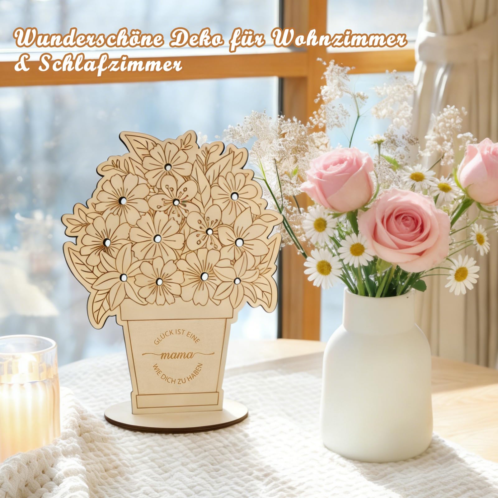 Bouquet de fleurs en bois kit de bricolage avec gravure décoration en bois