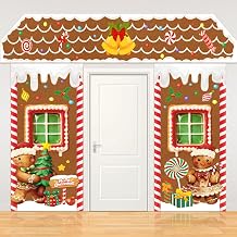 Christmas Gingerbread House Decorations, 3pcs Gingerbread House Decor Gingerbread Door Cover Door Decor